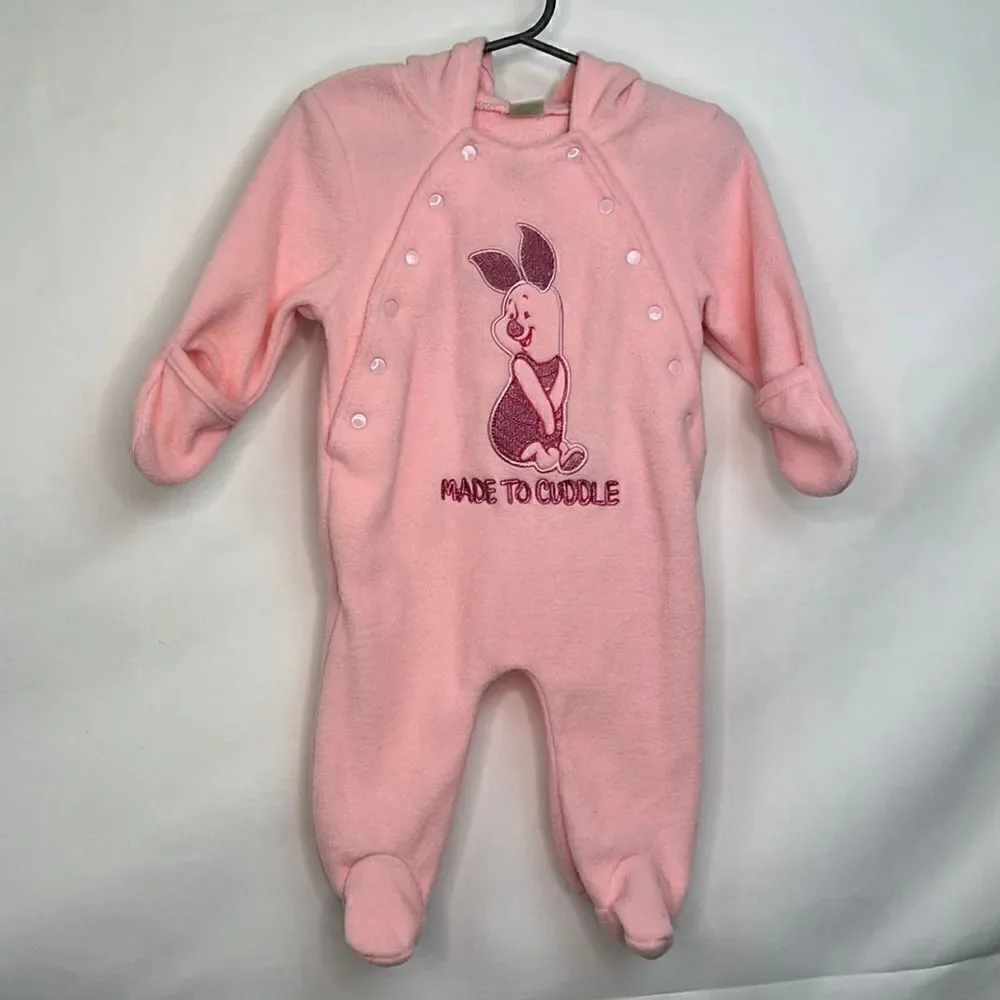 Disney Baby Pink Fleece one piece/snowsuit size 3-6 months EUC